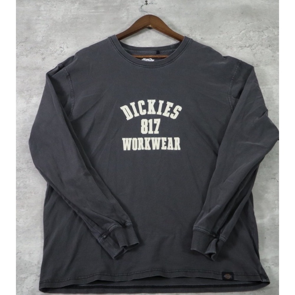 Dickies 817 Workwear Long Sleeve Tee Large Charcoal Faded Graphic 1922